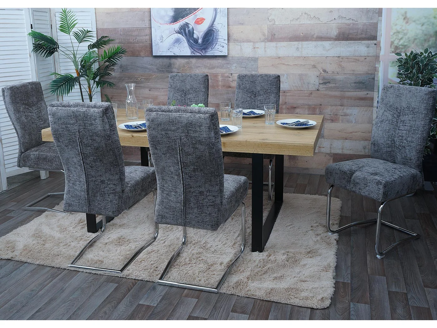 Cadeira de sala de jantar MCW-G56 (conjunto de 6),  cinza escuro