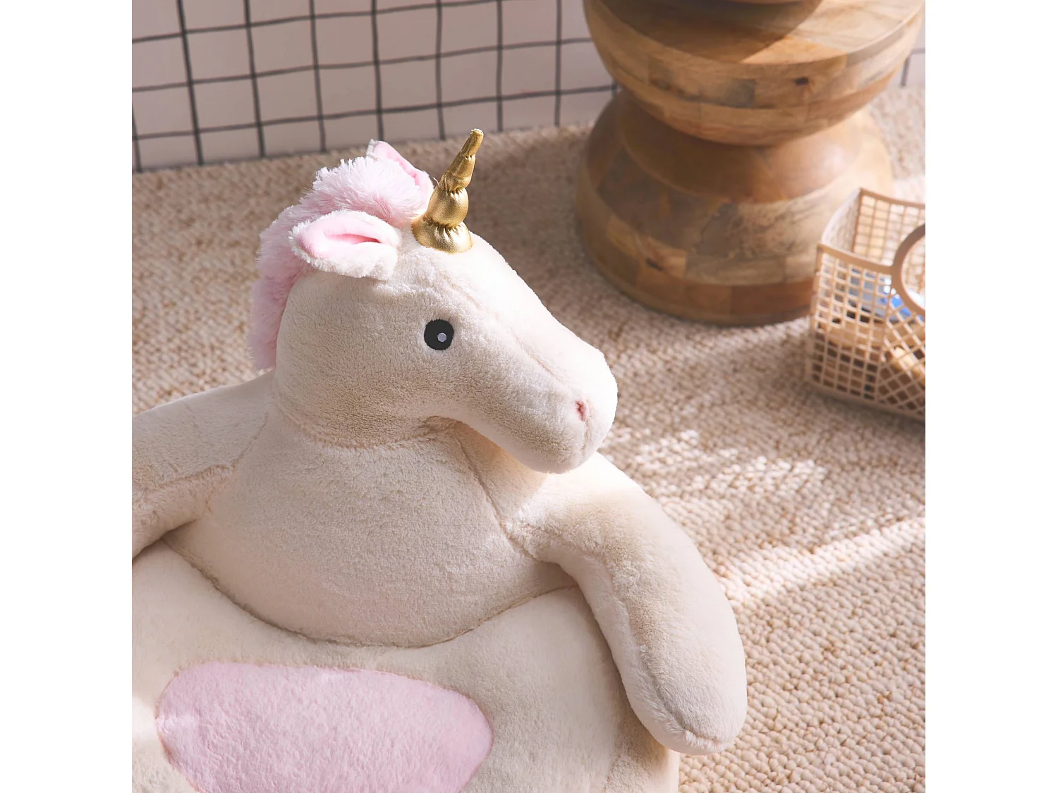 Poltrona unicorno per bambini, rosa / bianco