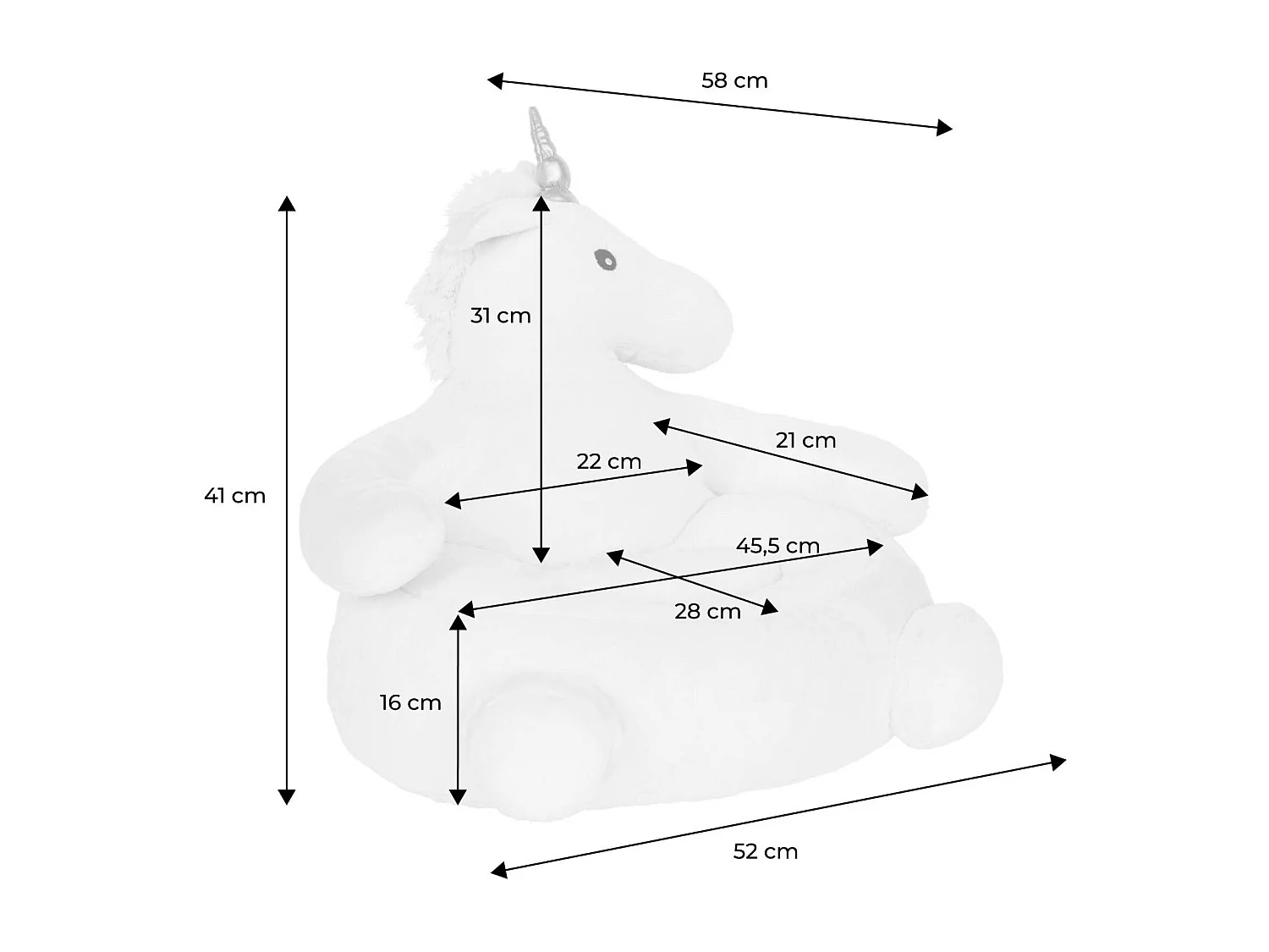 Poltrona unicorno per bambini, rosa / bianco