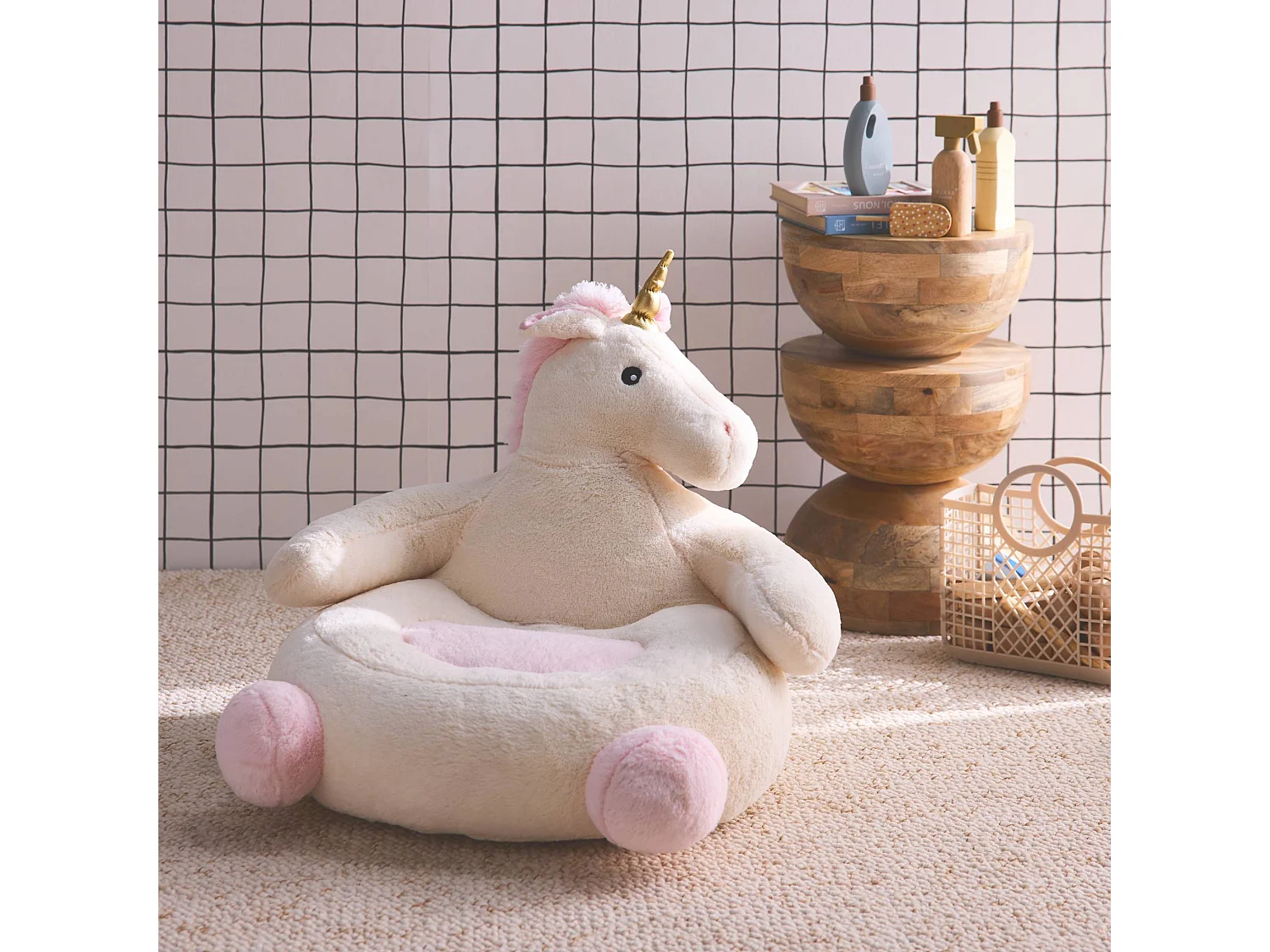 Sillón unicornio para niños rose / blanc