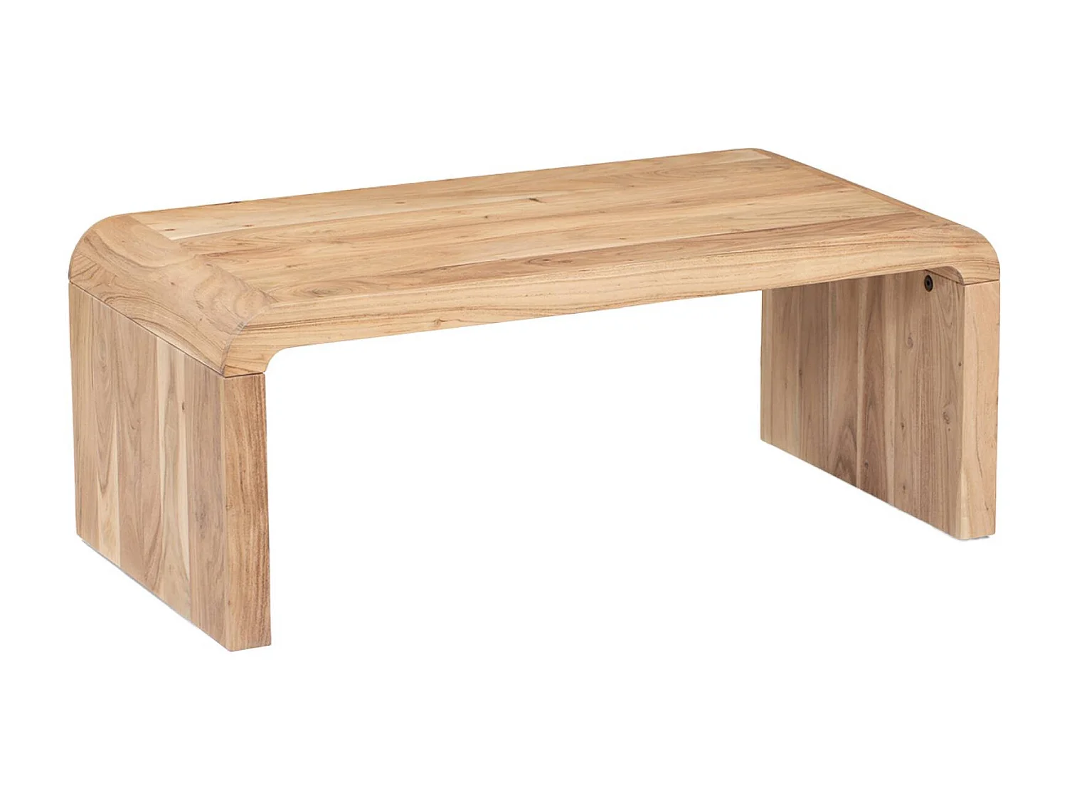 Tavolino rettangolare in legno massiccio di acacia, marrone naturale