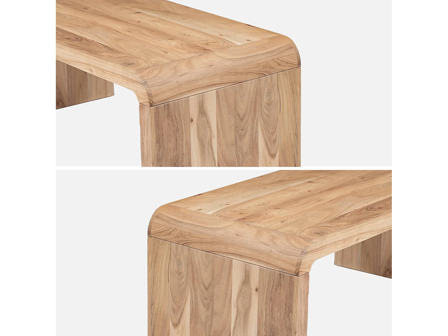 Tavolino rettangolare in legno massiccio di acacia, marrone naturale