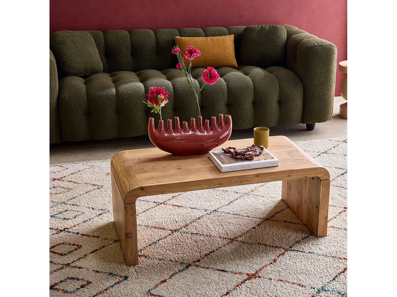 Table basse rectangulaire en acacia massif 100cm