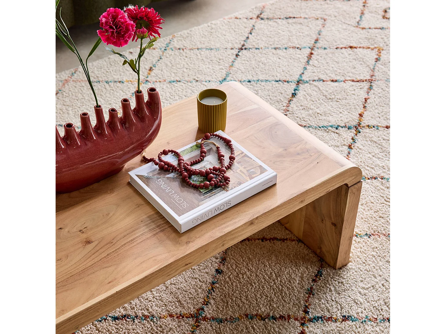 Table basse rectangulaire en acacia massif 100cm