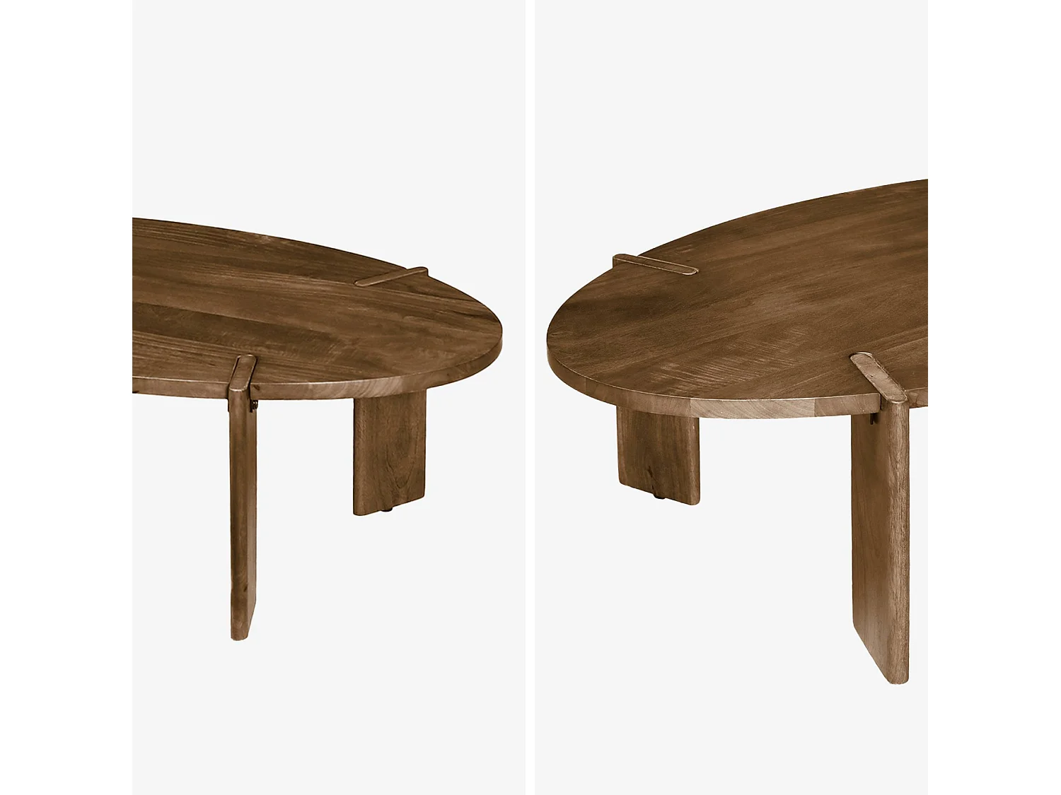 Table basse ovale en bois de manguier massif 120cm