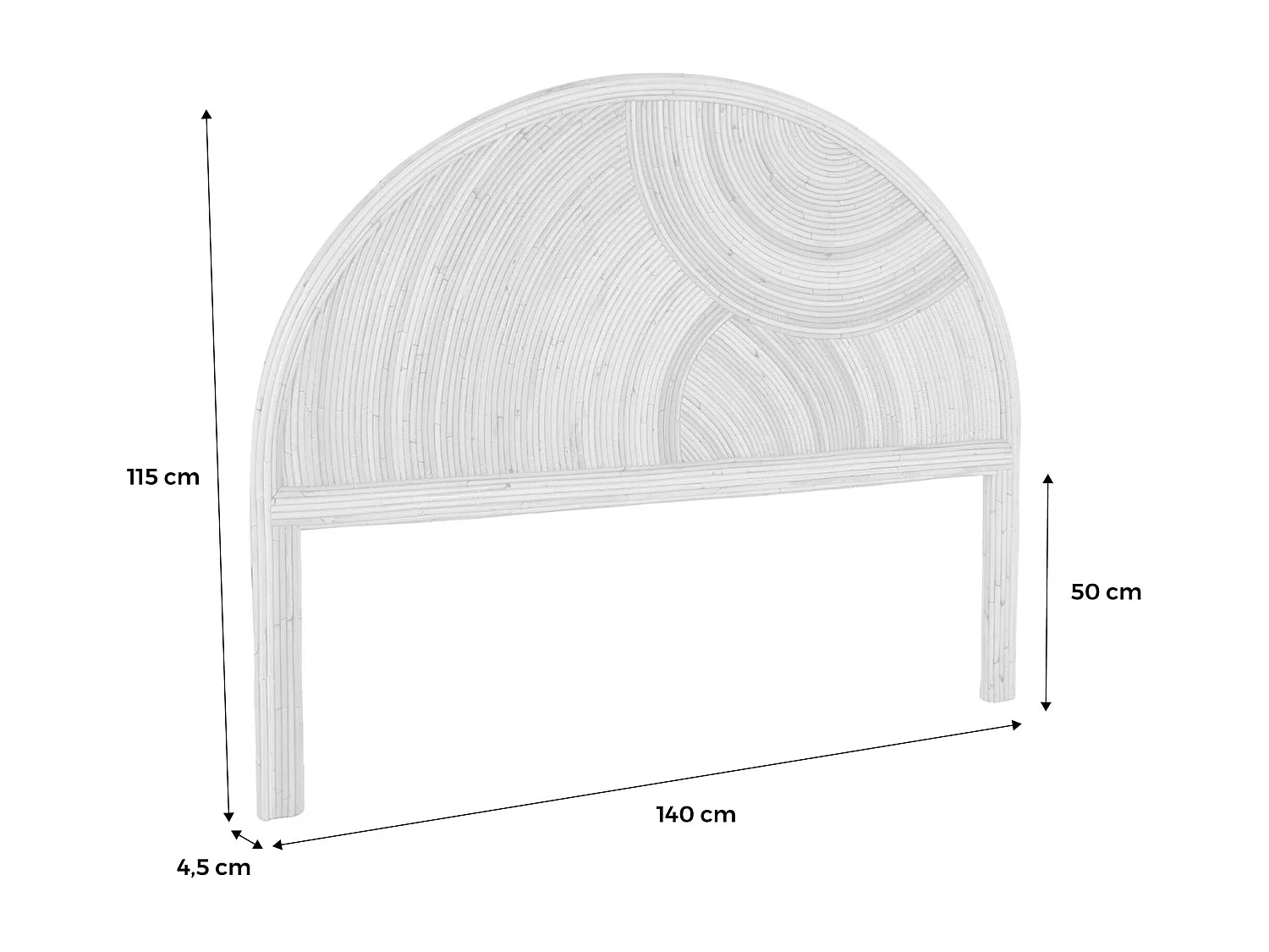 Tête de lit en rotin naturel. bois clair. bohème. L140 x P4.5 x H115cm