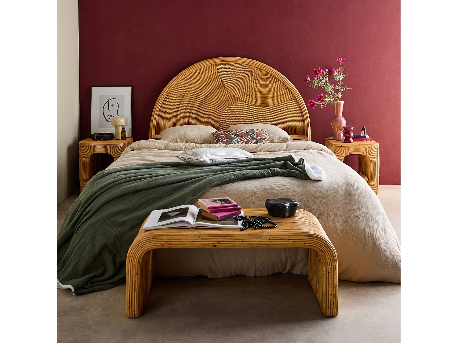 Cabecero de ratán natural natural