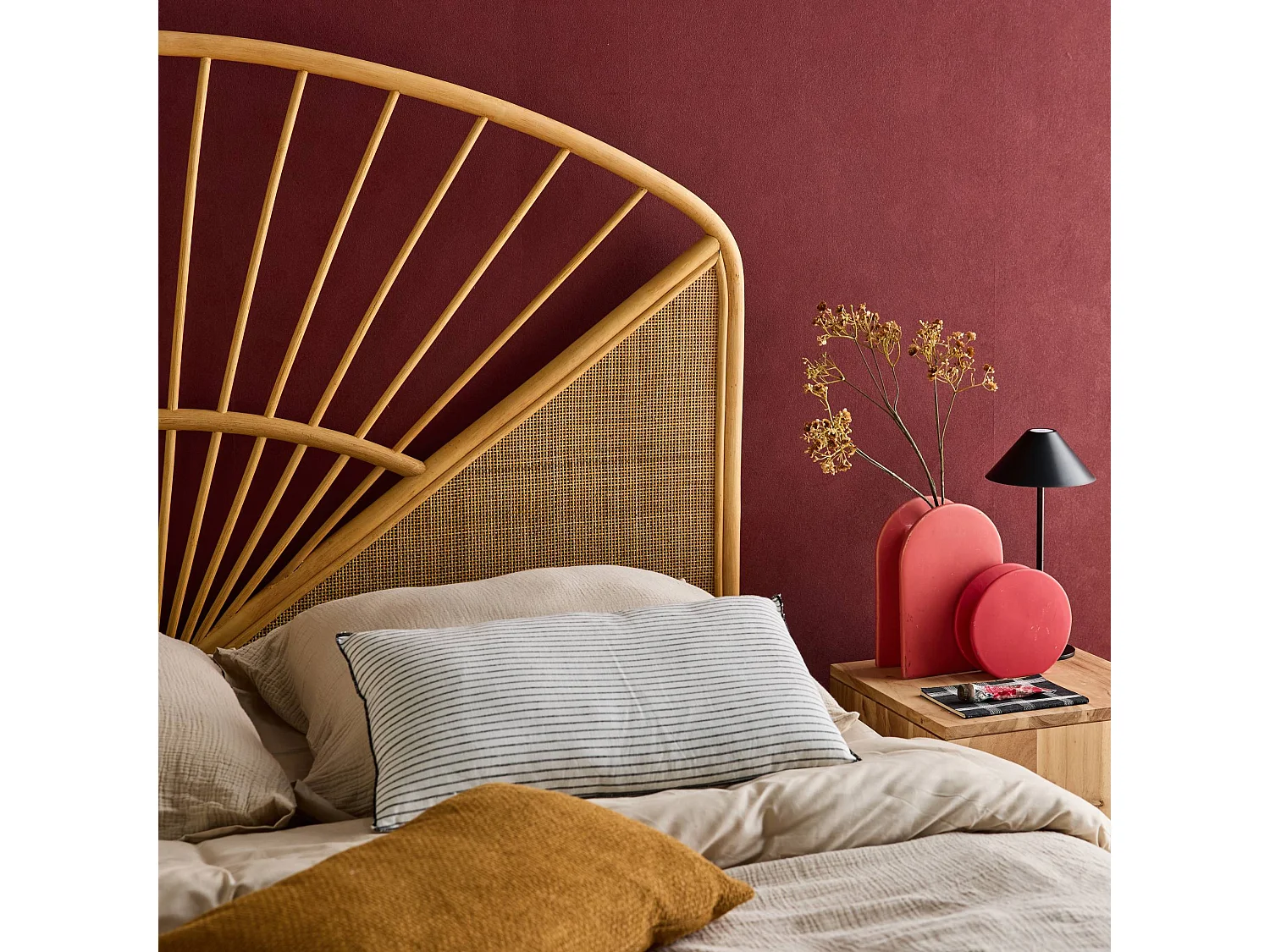 Testata in rattan naturale e canna da zucchero, tomia, marrone