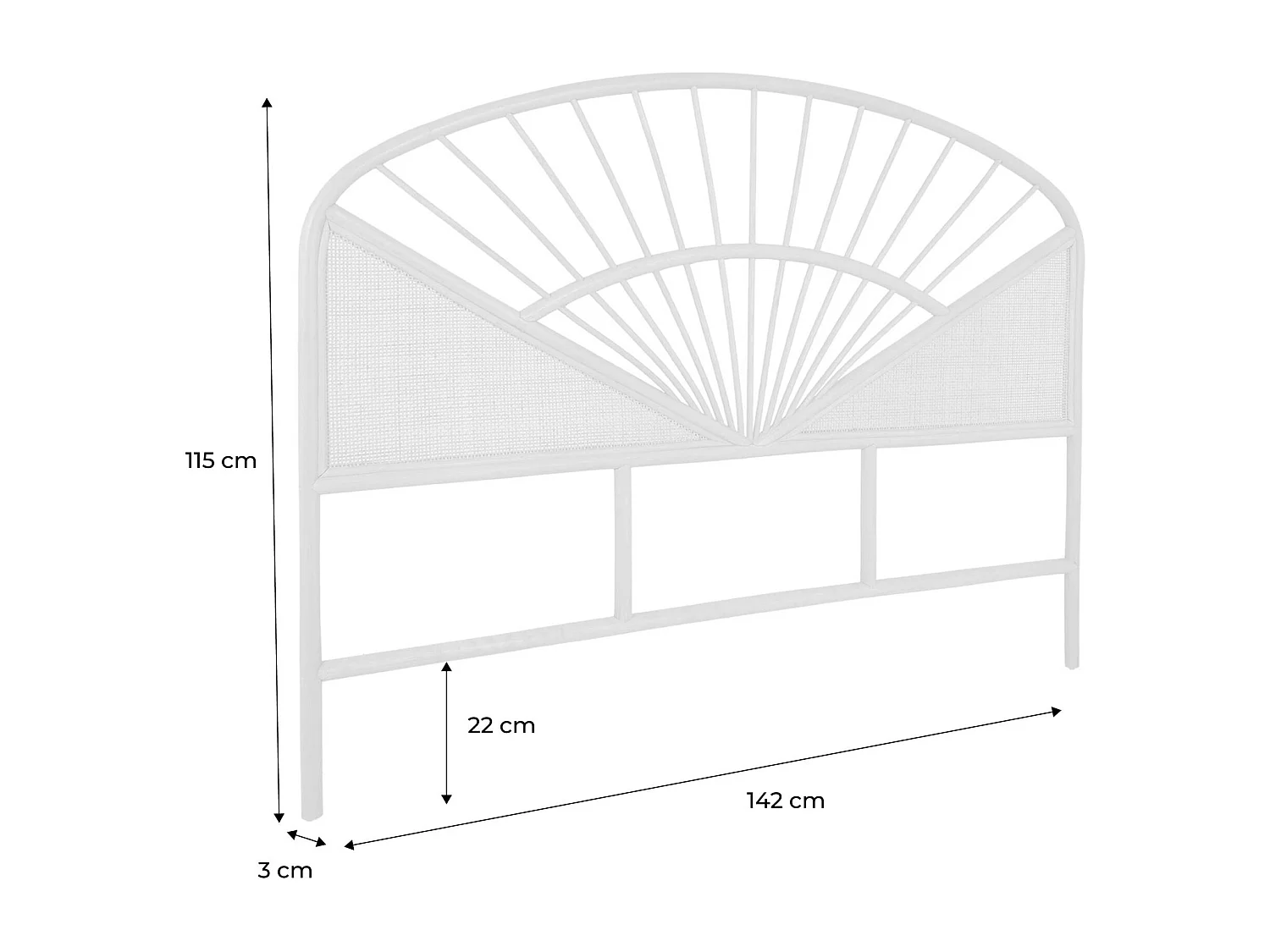 Testata in rattan naturale e canna da zucchero, tomia, marrone