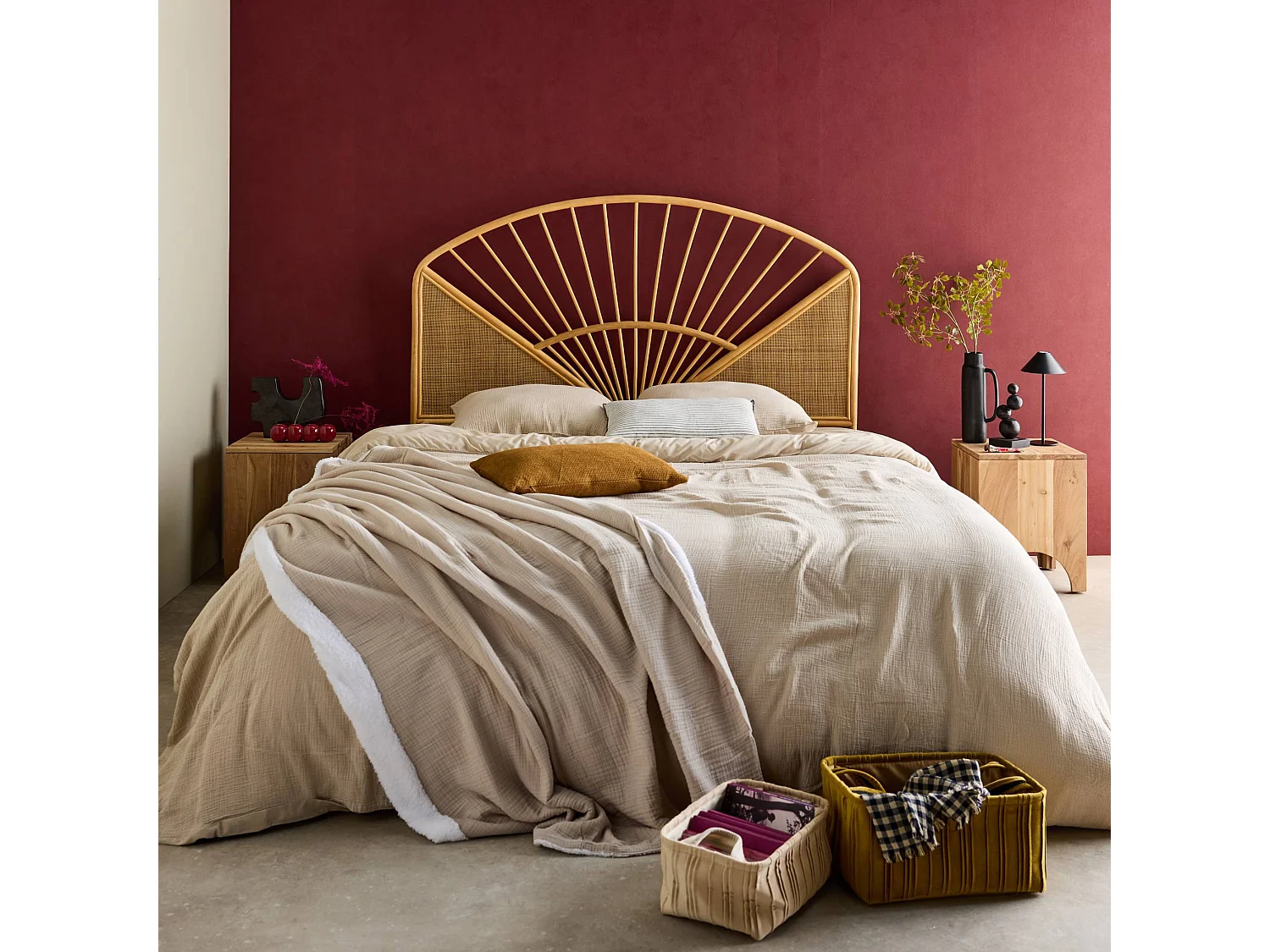 Cabecero de ratán natural y caña natural