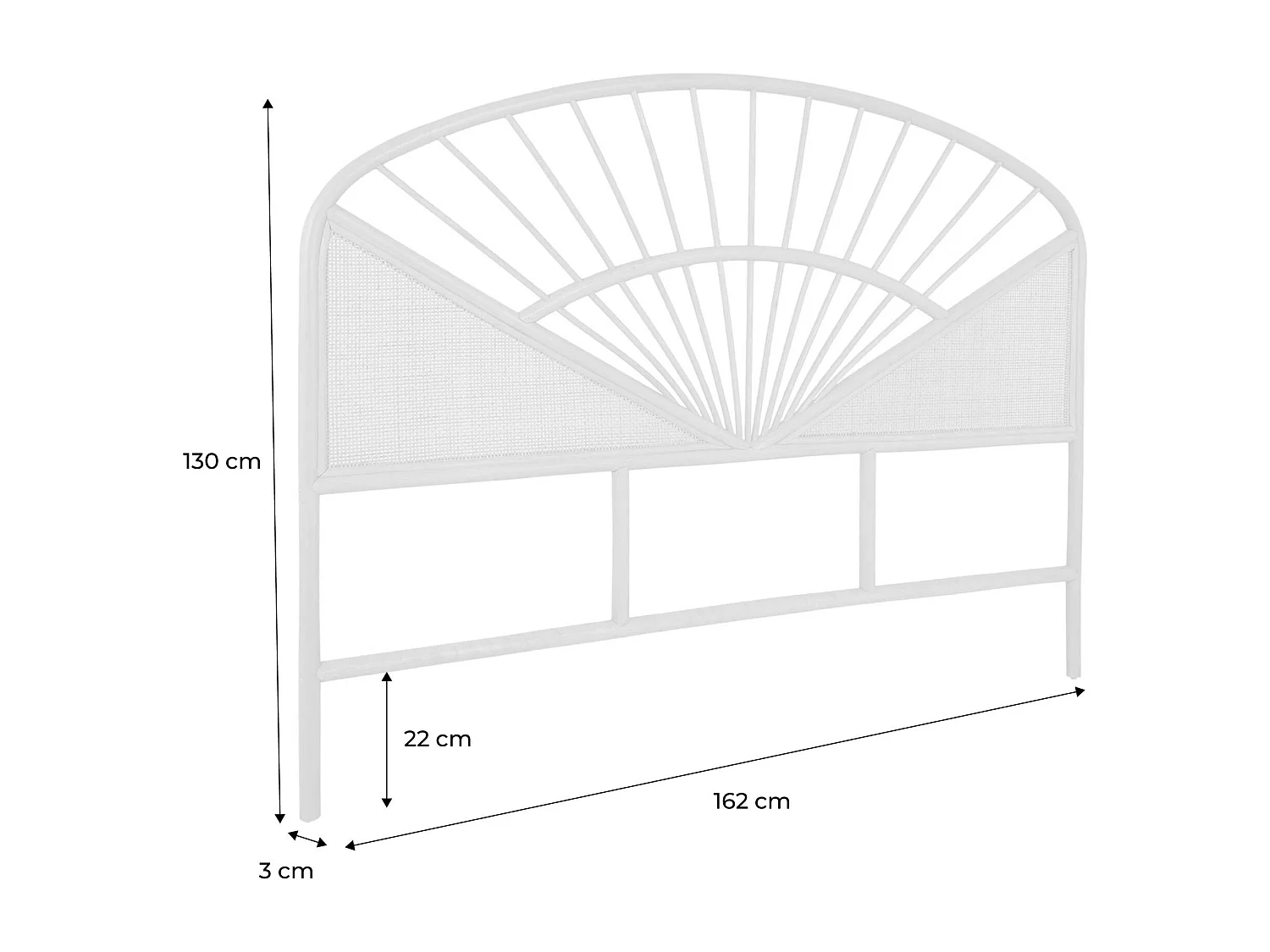 Testata in rattan naturale e canna da zucchero, tomia, marrone
