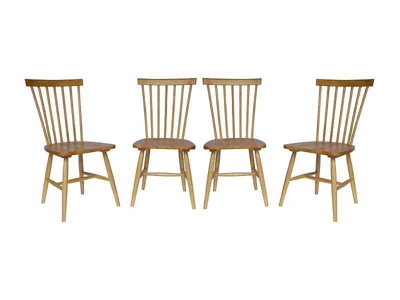 Set di 4 sedie a doghe in legno di gomma naturale | sweeek