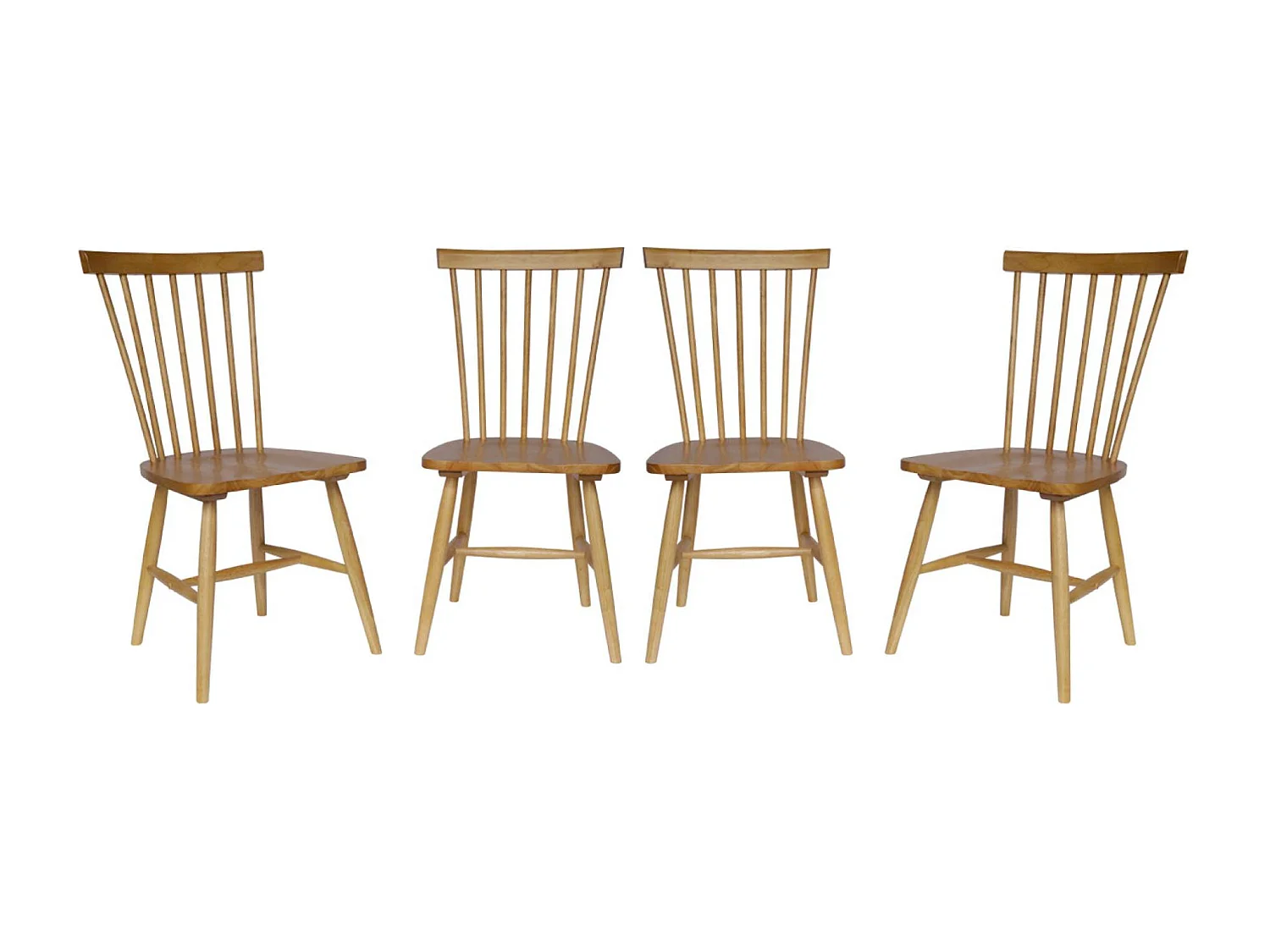 Set di 4 sedie a doghe in legno di gomma naturale | sweeek