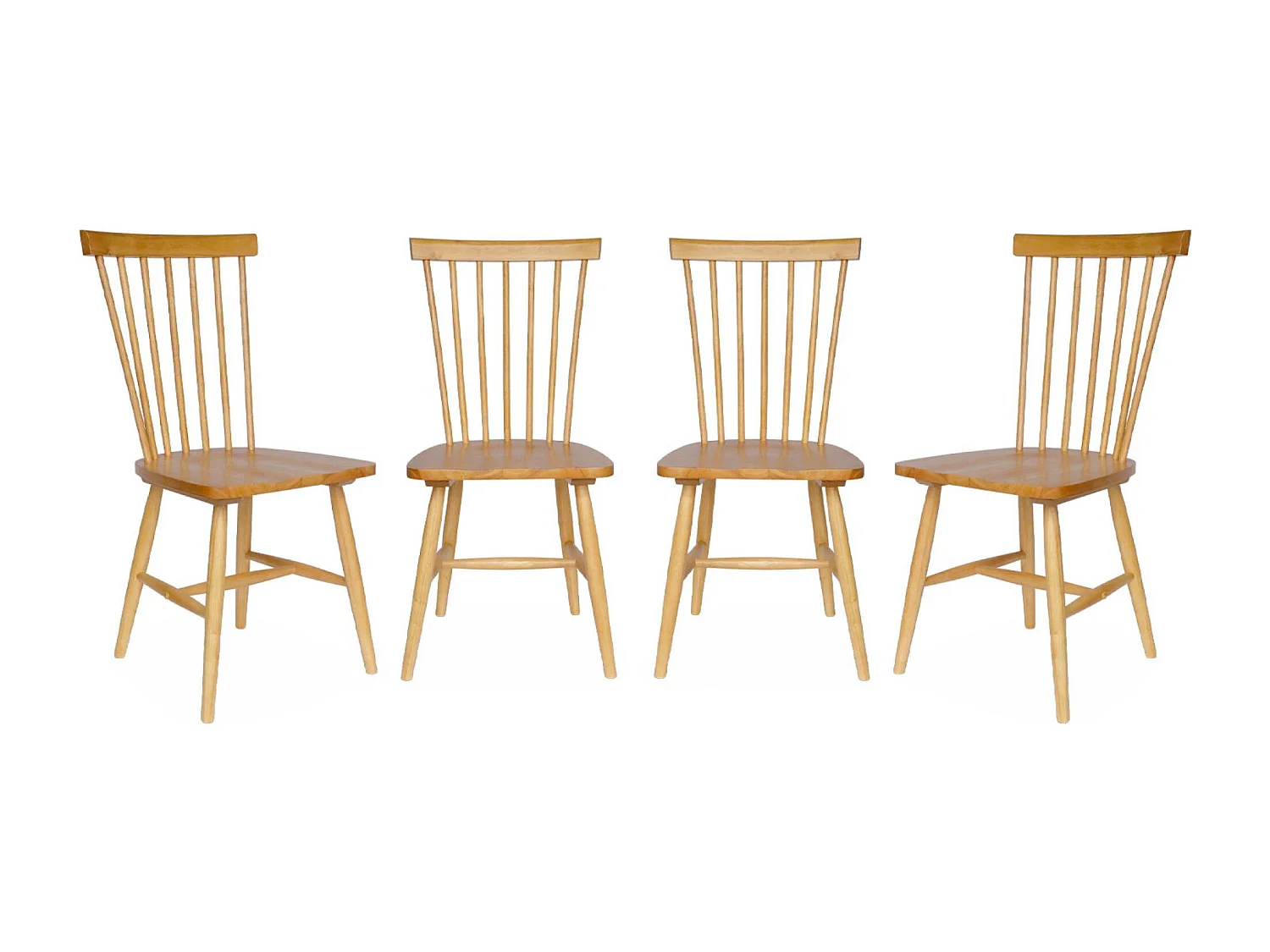 Set di 4 sedie a doghe in legno di gomma naturale | sweeek