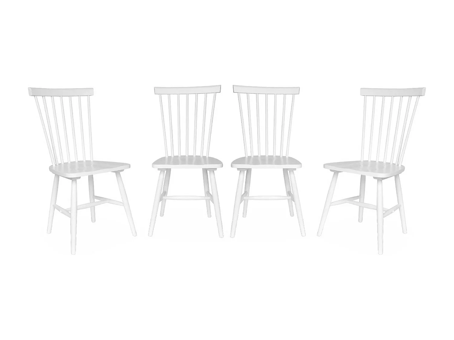 Set di 4 sedie in legno di hevea, bianco