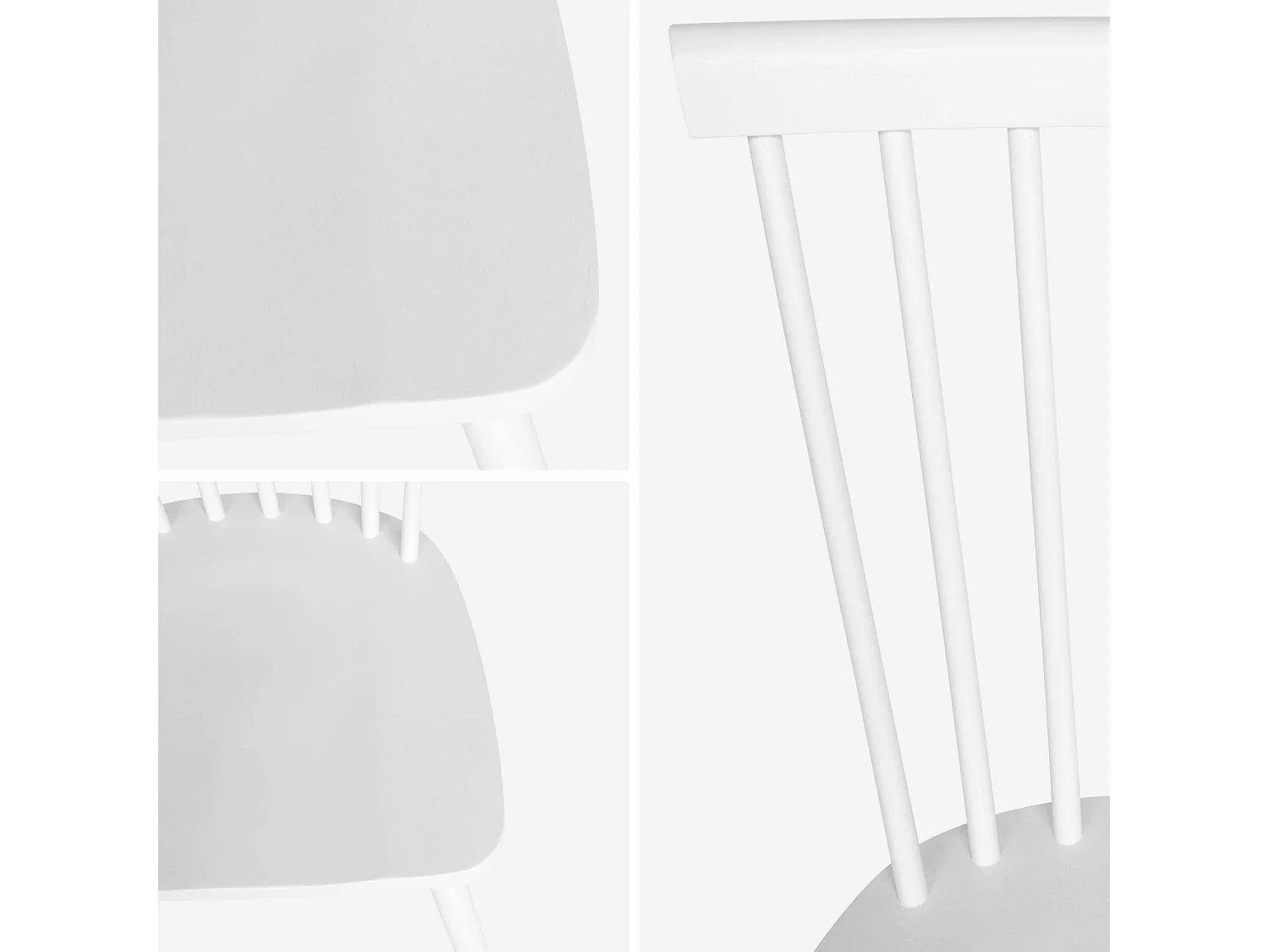 Set di 4 sedie in legno di hevea, bianco