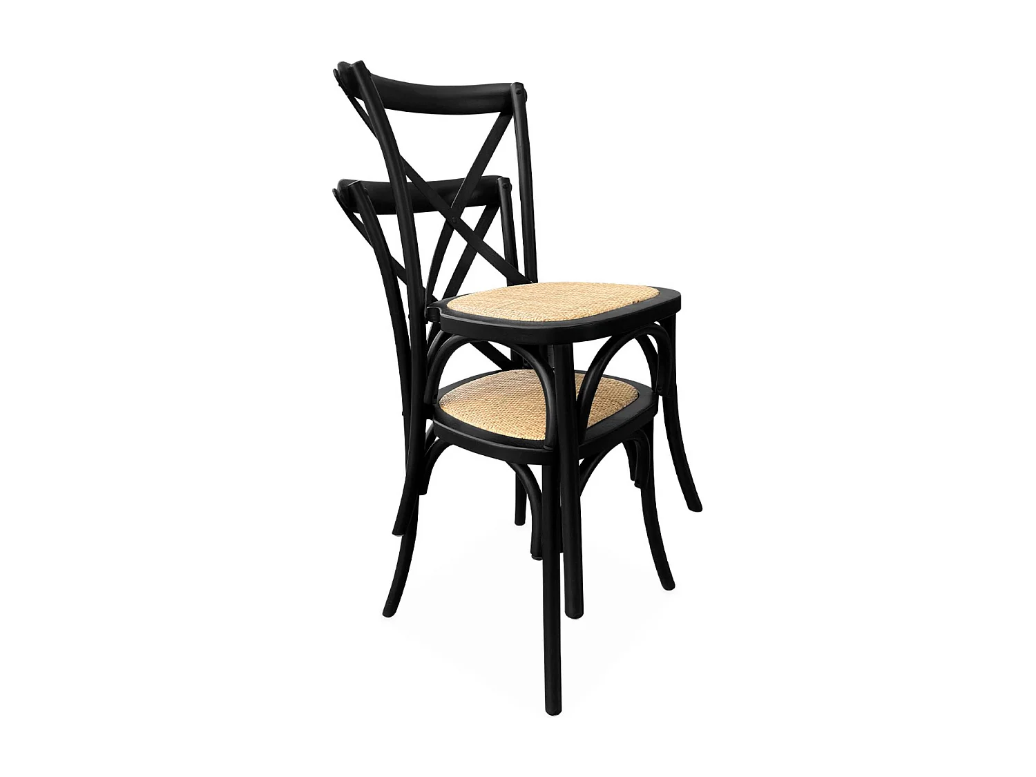 Set di 4 sedie da bistrot vintage in legno, nero