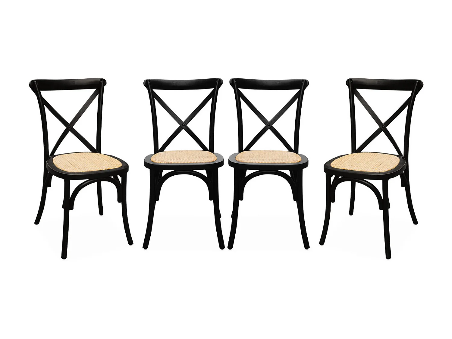 Set di 4 sedie da bistrot vintage in legno, nero