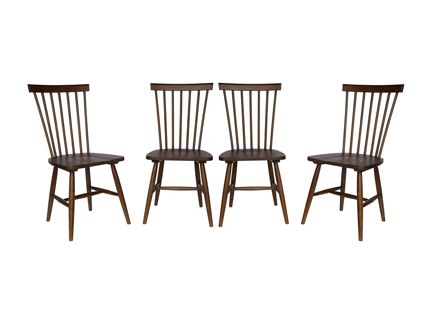 Set di 4 sedie in legno di hevea, marrone