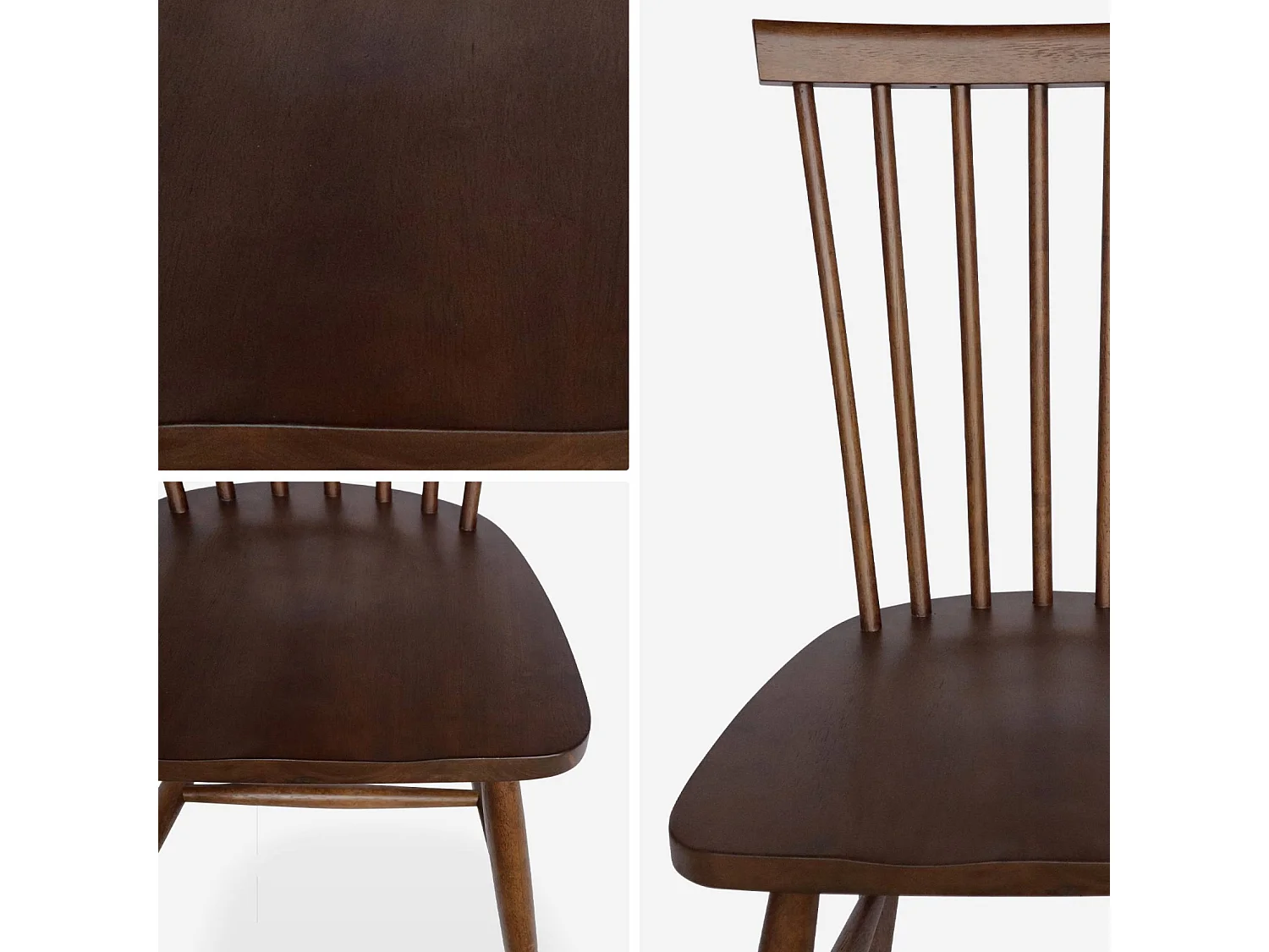 Set di 4 sedie in legno di hevea, marrone