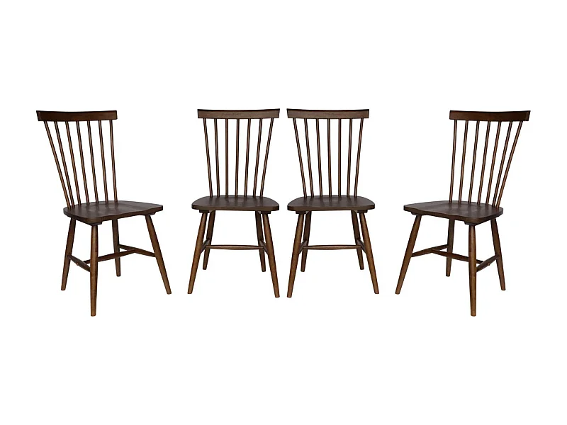 Lot de 4 chaises noyer à barreaux en bois d'hévéa. ROMIE. L 50.8 x P 44.2 x H 90cm.