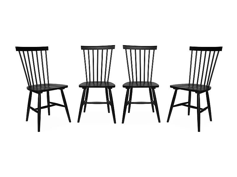 Lot de 4 chaises noires à barreaux en bois d'hévéa. ROMIE. L 50.8 x P 44.2 x H 90cm
