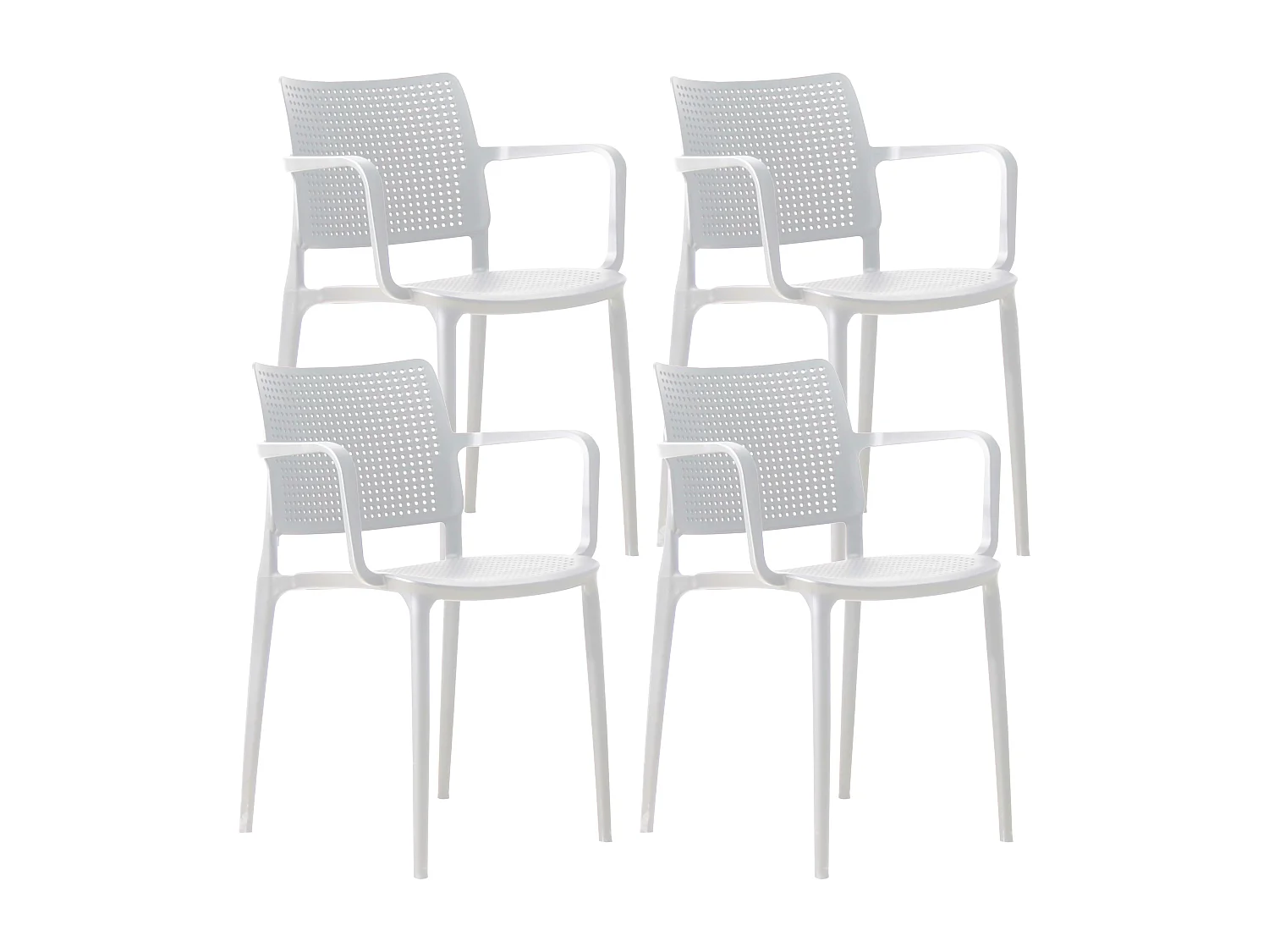 Lot de 4 chaises de terrasse en plastique blanc