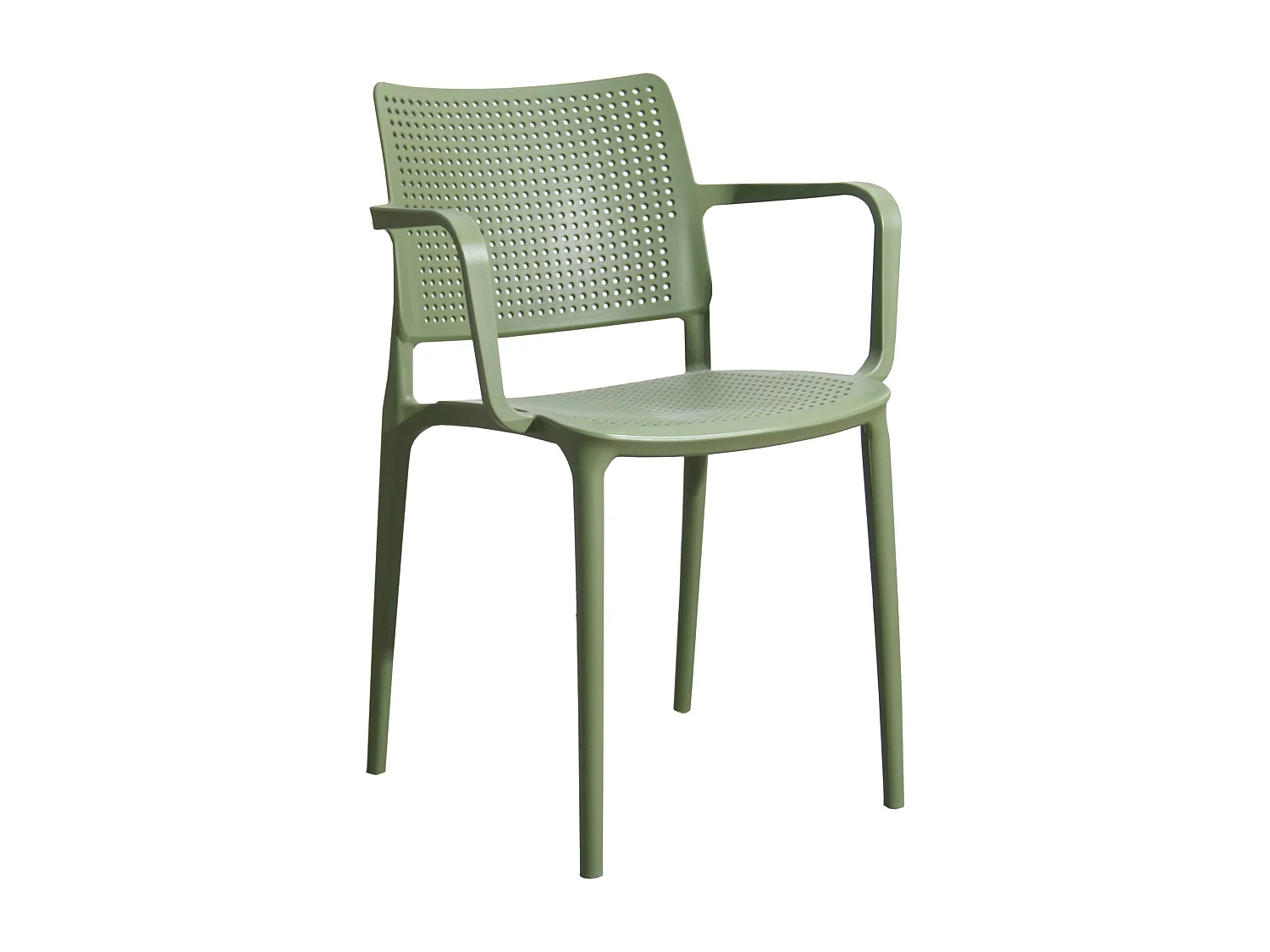 Set van 4 cactusgroene kunststof terrasstoelen