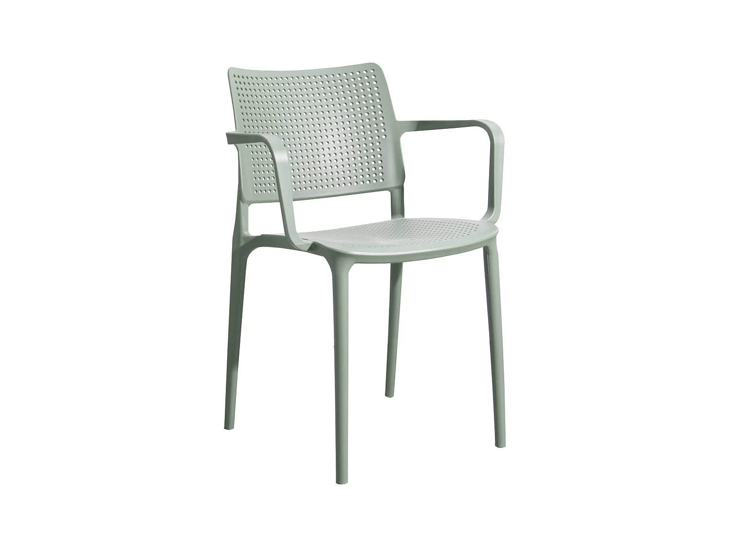 Lot de 4 chaises de terrasse en plastique vert sauge
