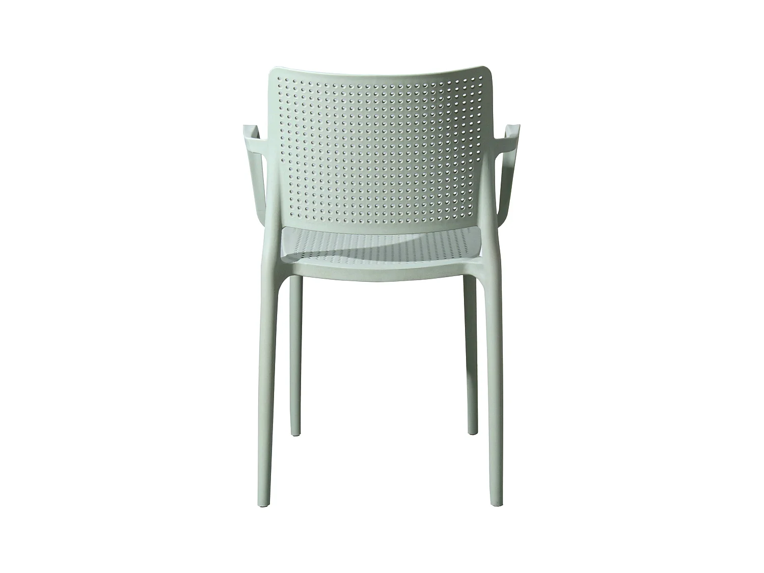 Set van 4 saliegroene plastic terrasstoelen