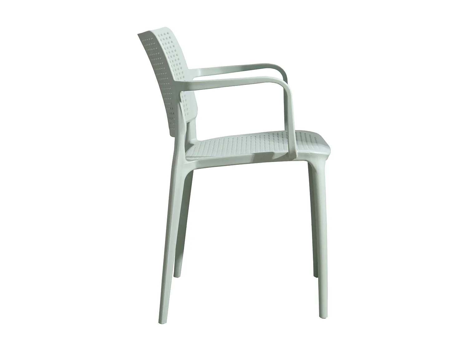 Set van 4 saliegroene plastic terrasstoelen