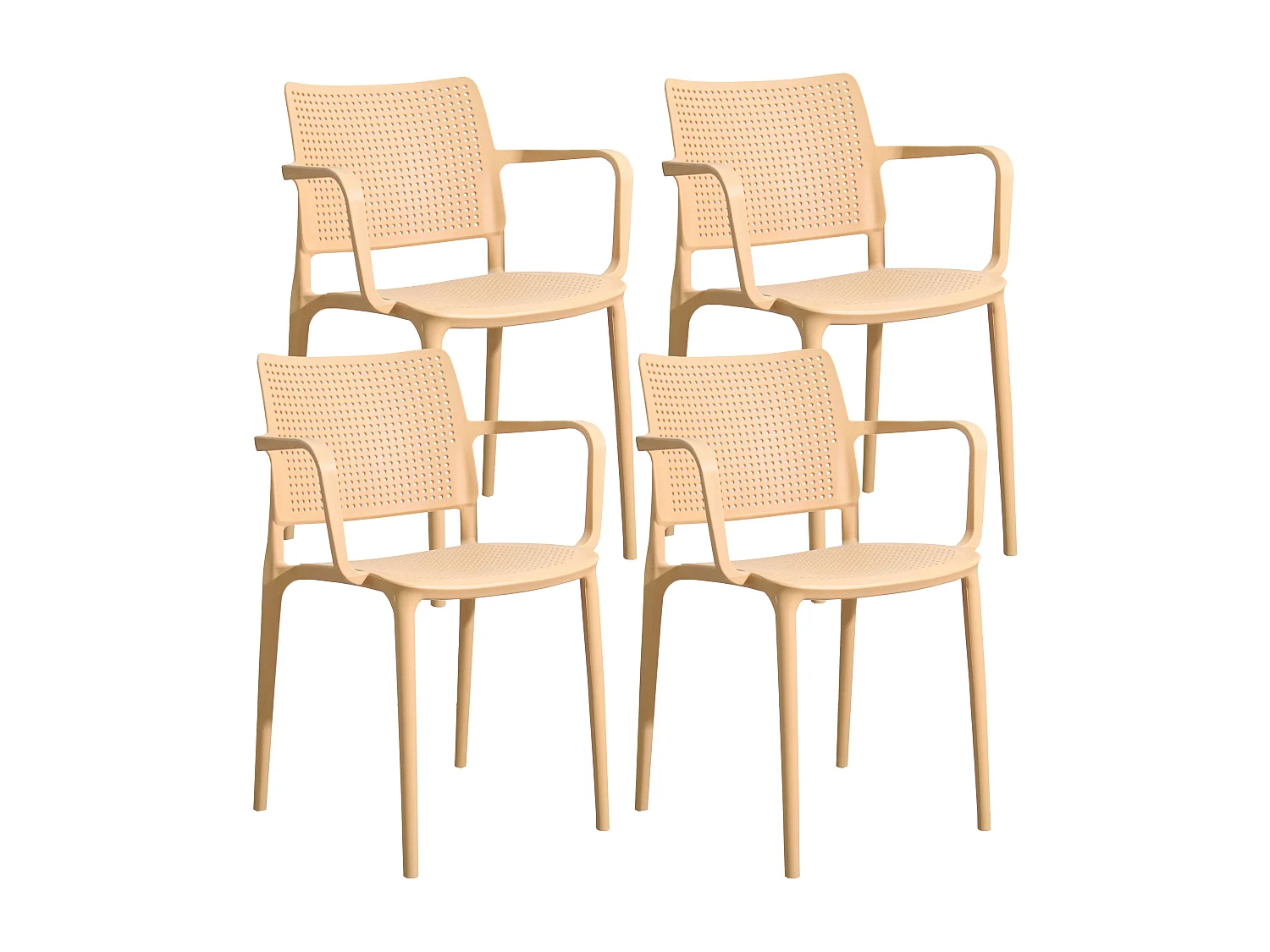 Lot de 4 chaises de terrasse en plastique jaune clair