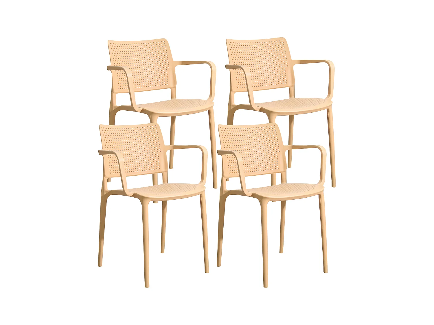 Lot de 4 chaises de terrasse en plastique jaune clair