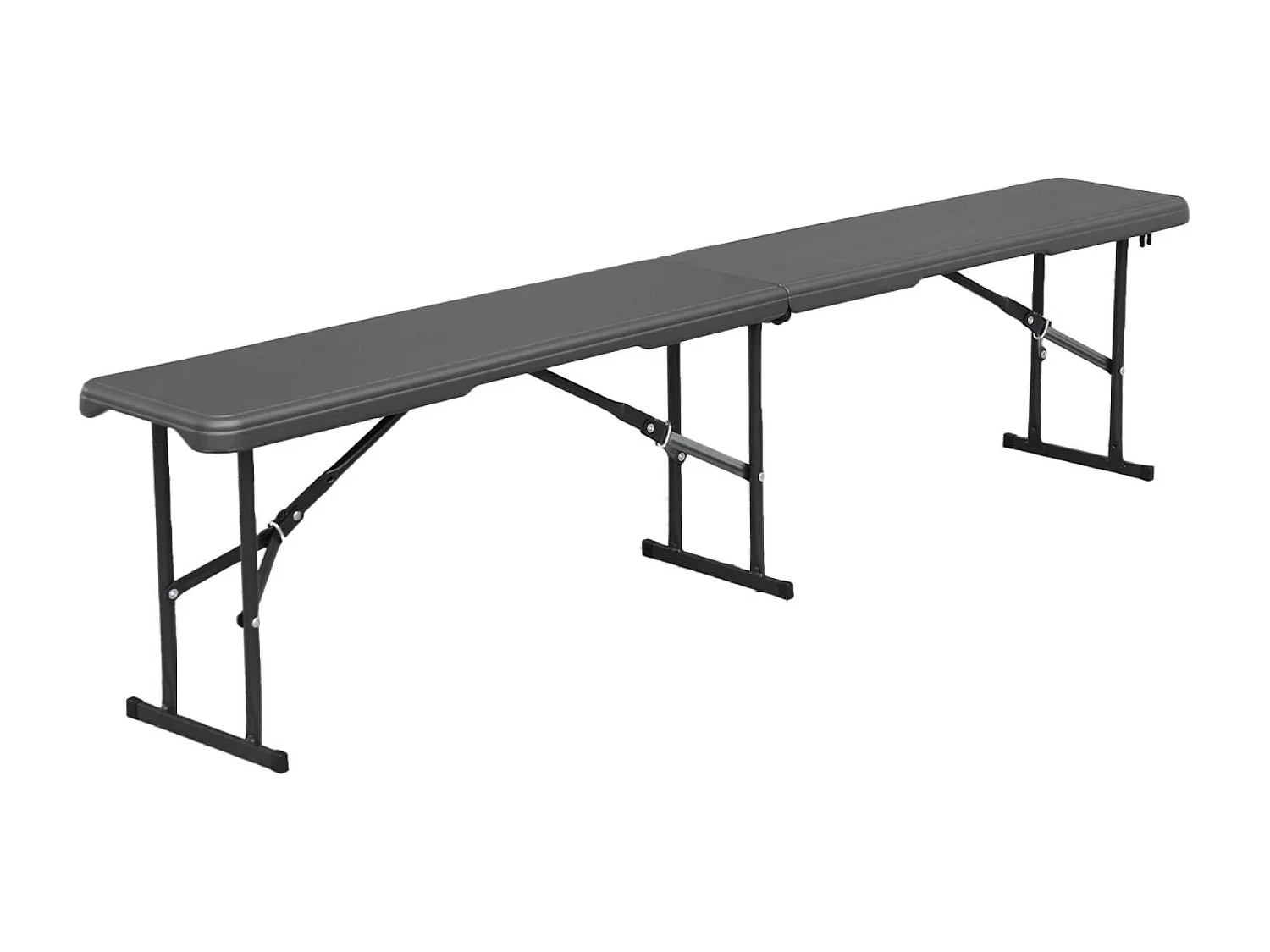Set de table et bancs de réception. 180cm. pliables. avec poignée de transport. plastique gris foncé. table de camping