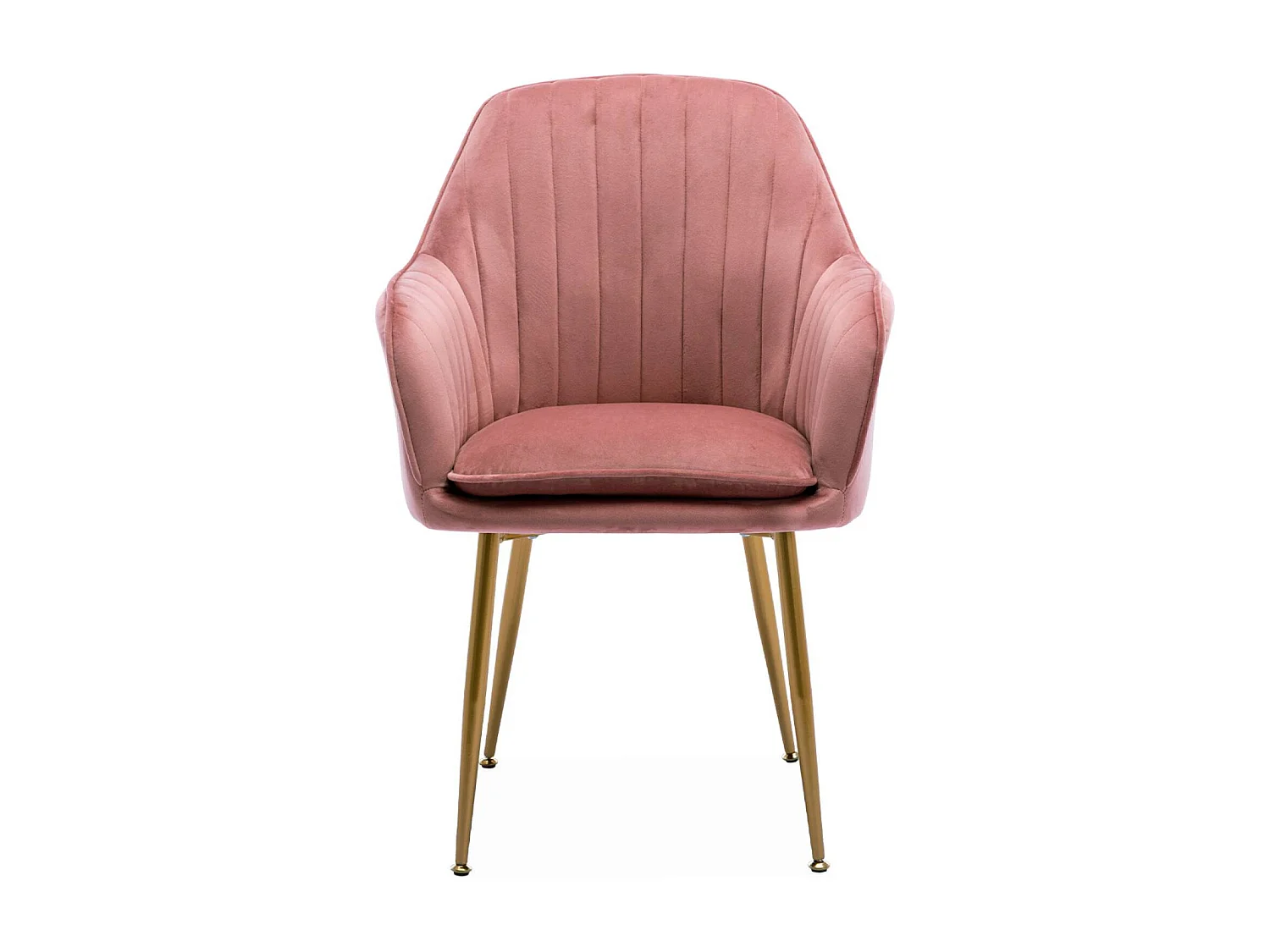 Lot de 4 fauteuils en velours vieux rose et pieds en métal noir. Shella L 57 x P 59 x H 84.5