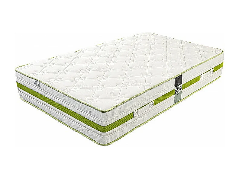 Matelas Rêverie, 30 cm, mousse haute densité, ferme, face été/hiver + 1 oreiller + couette, 90x190cm