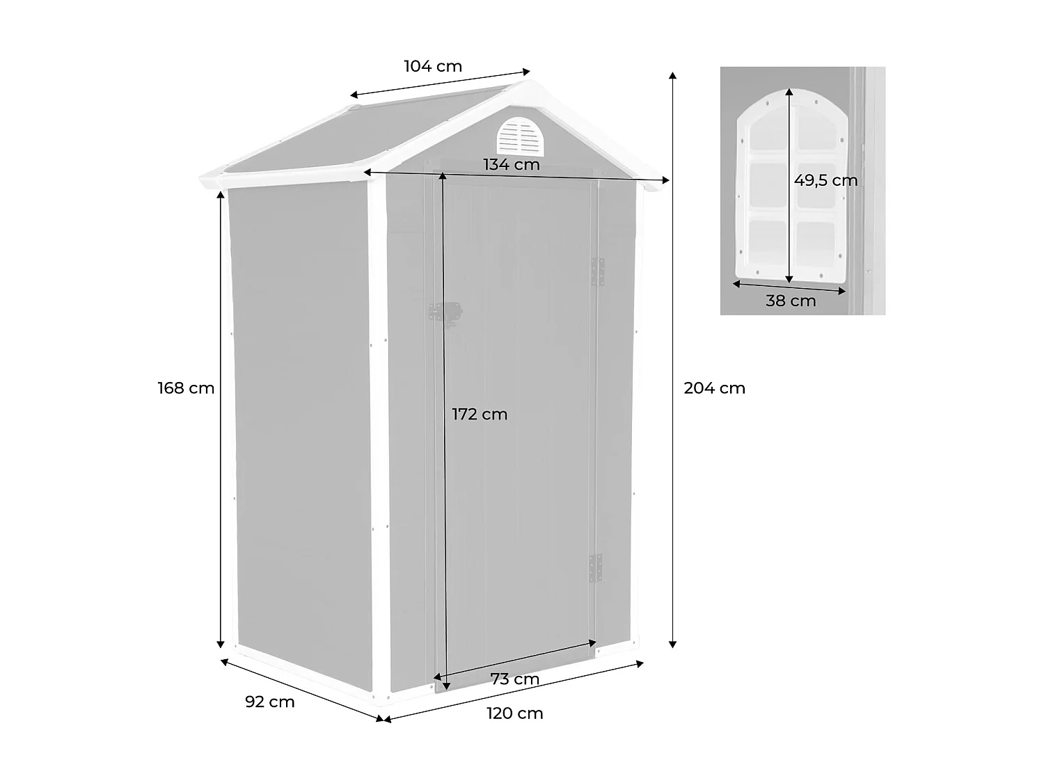 Casetta da giardino in plastica, struttura in alluminio, 1.39m²,