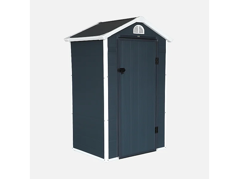 Abri de jardin plastique 1.39 m². anthracite. Structure aluminium. 134 x 104 x 204cm