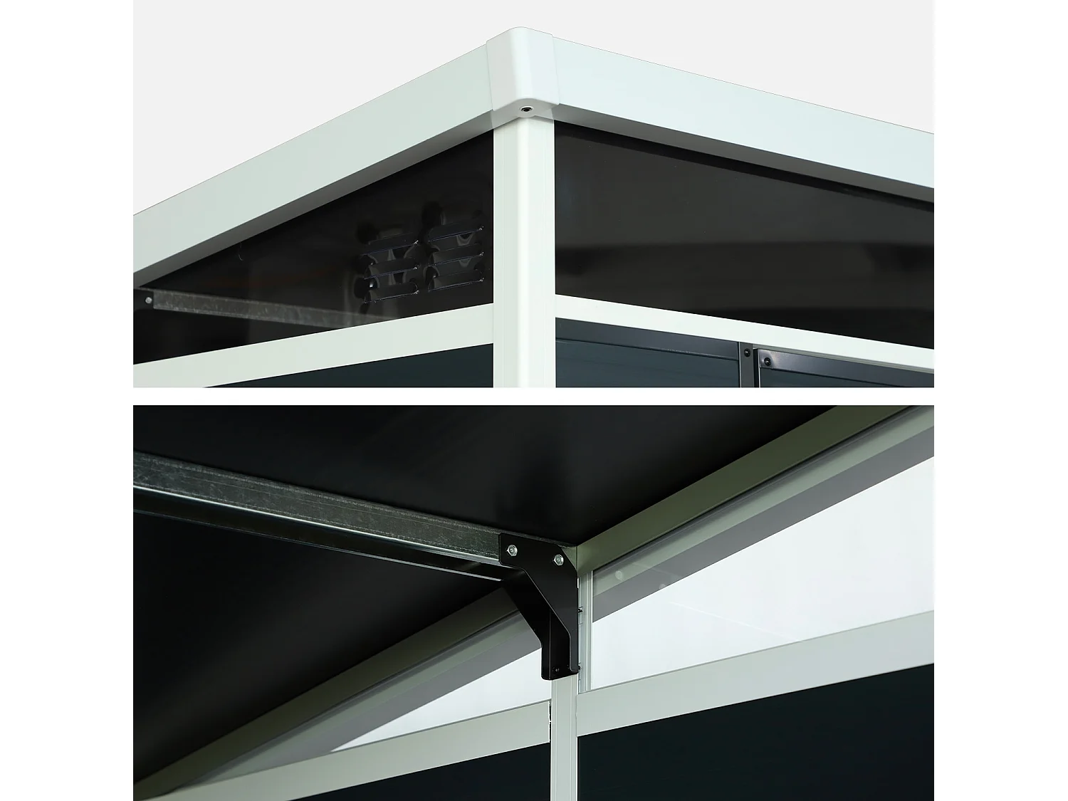 Abri de jardin plastique 4.55 m². anthracite. avec toiture monopente skylight. fenêtre et grande porte d'entrée. 238 x 190 x 215 cm