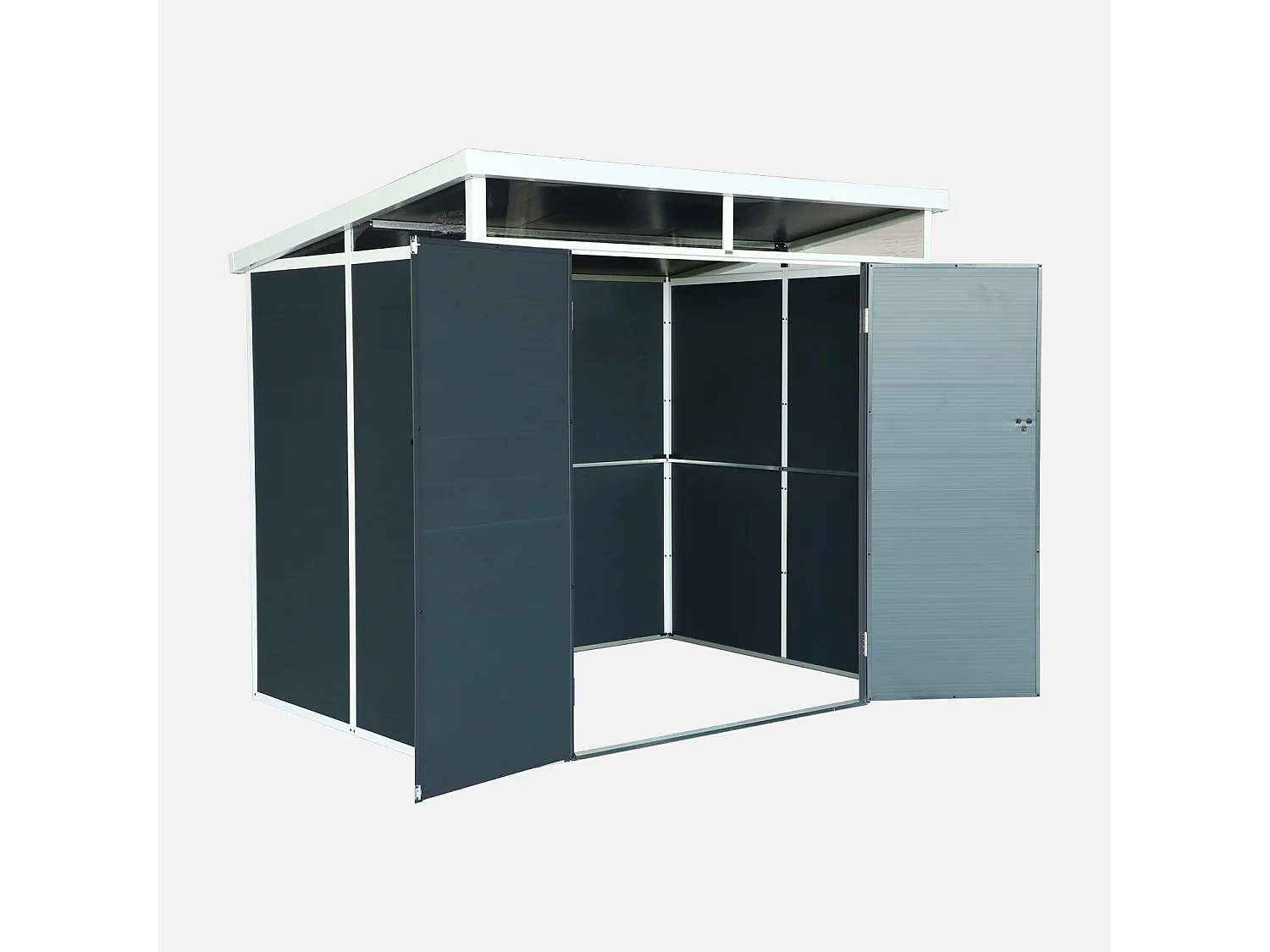 Caseta de jardín de plástico, estructura de aluminio, 4.55m² antracita