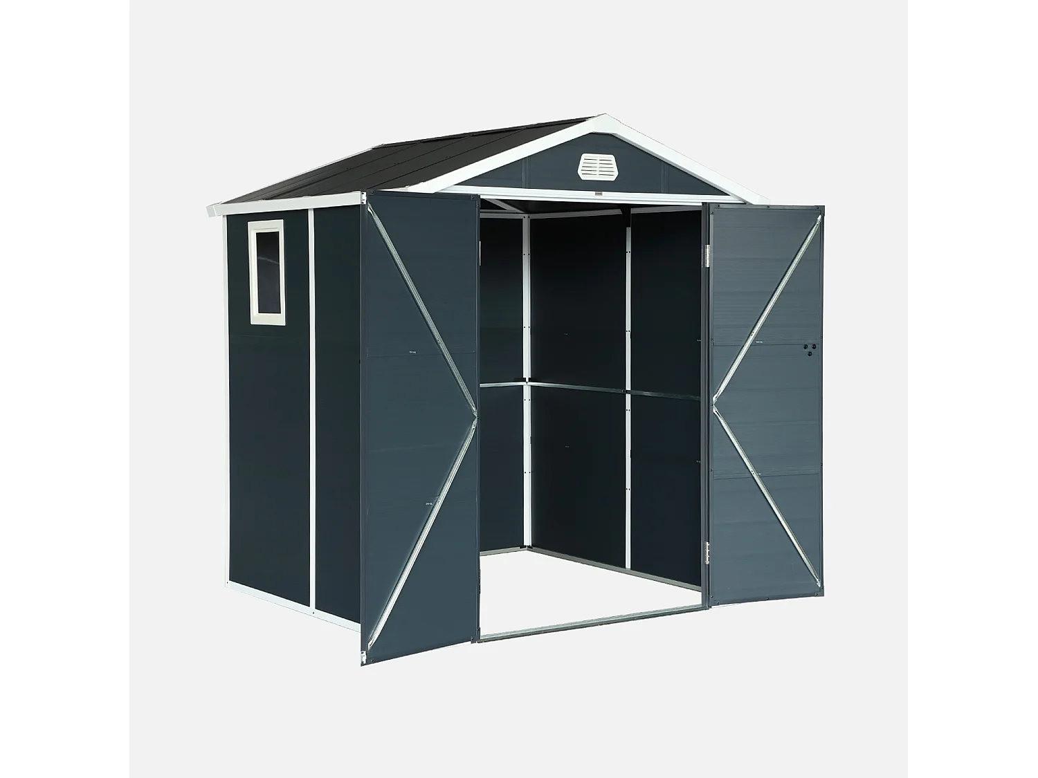 Caseta de jardín de plástico, estructura de aluminio, 3.65m² antracita