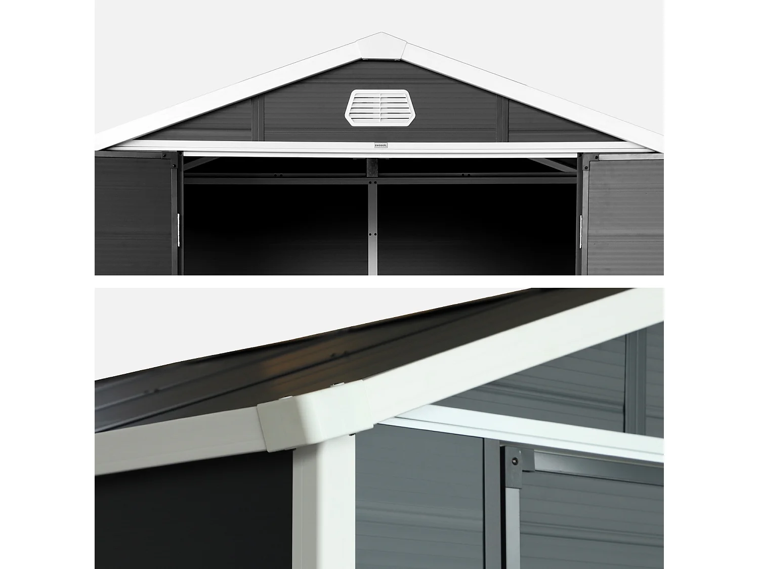 Caseta de jardín de plástico, estructura de aluminio, 3.65m² antracita