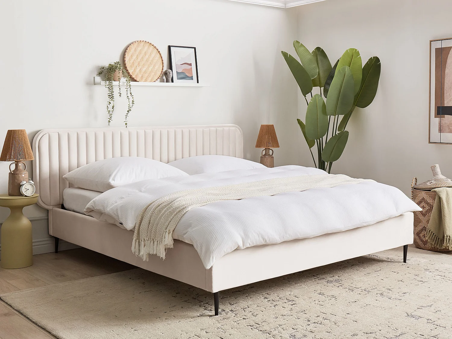 Bed Fluweel BRIN 180 x 200 cm Beige
