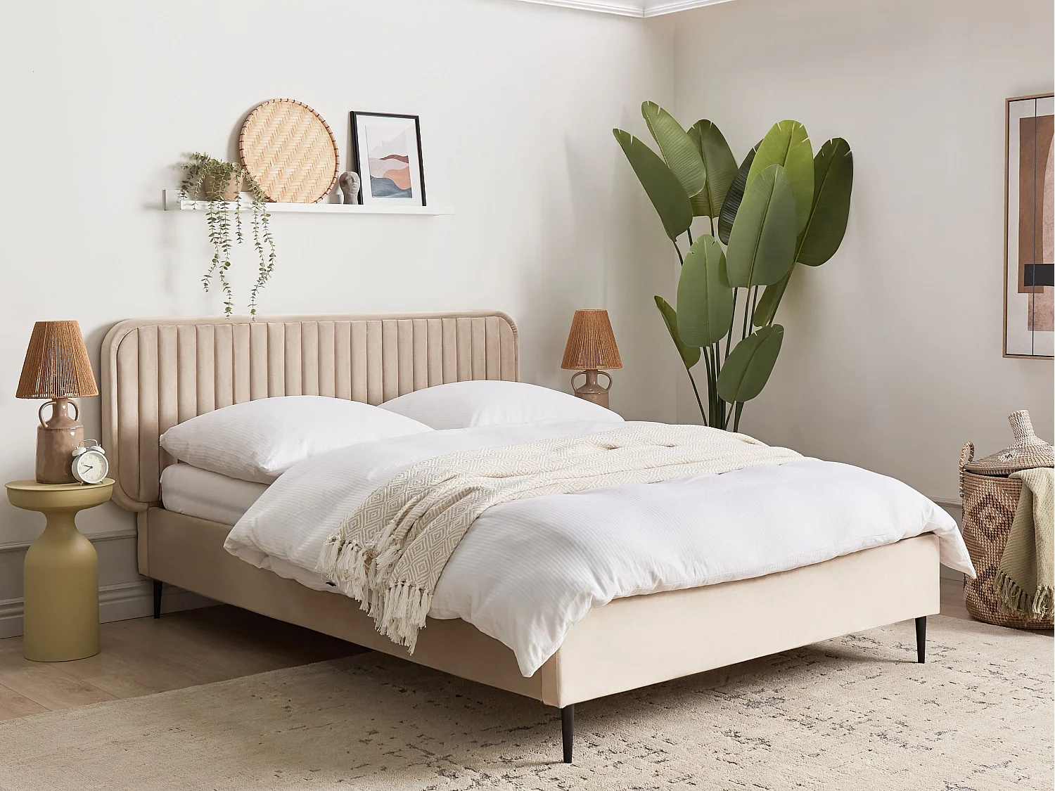 Bed Fluweel BRIN 140 x 200 cm Taupe