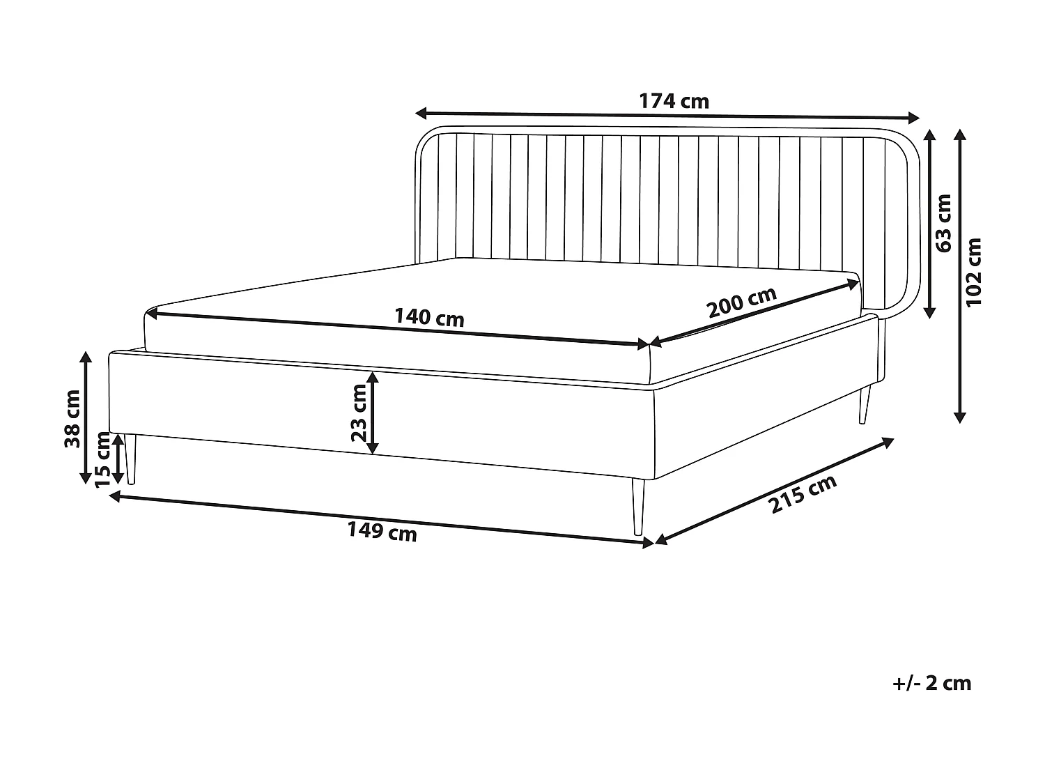 Letto Velluto BRIN 140 x 200 cm Tortora