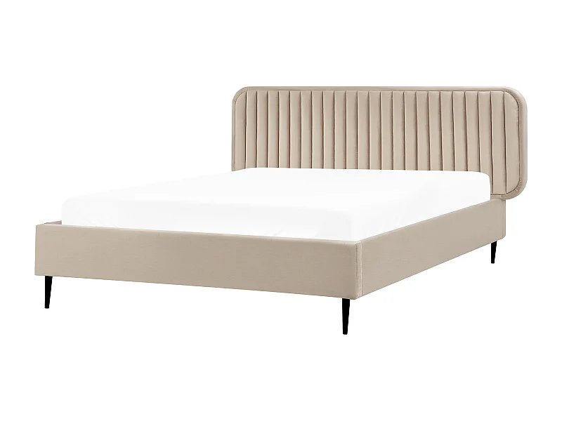 Lit avec sommier Velours BRIN 140 x 200 cm Taupe