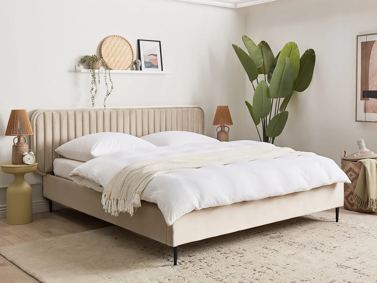 Bed Fluweel BRIN 180 x 200 cm Taupe