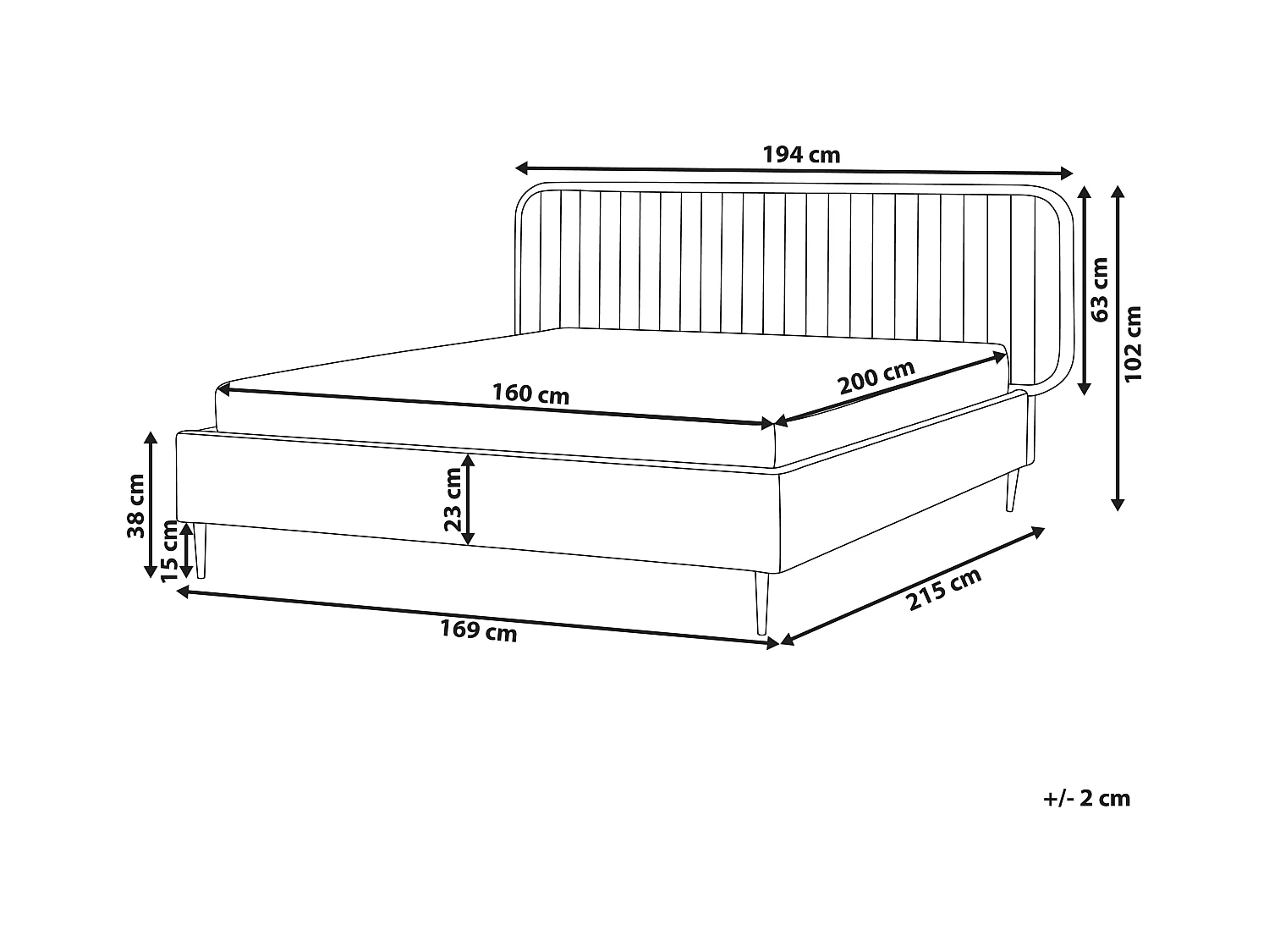 Lit avec sommier Velours BRIN 160 x 200 cm Beige