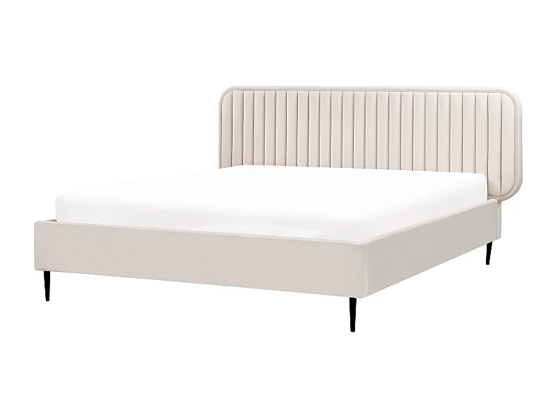Bed Fluweel BRIN 160 x 200 cm Beige