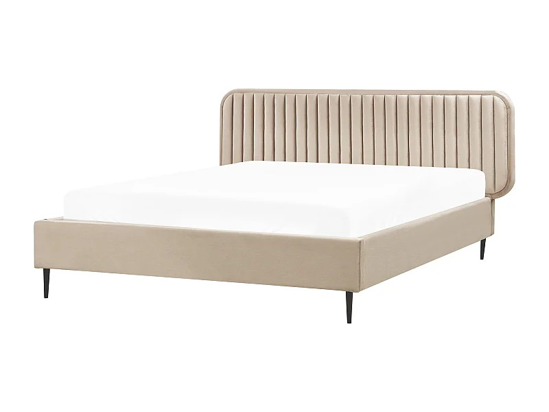 Lit avec sommier Velours BRIN 160 x 200 cm Taupe